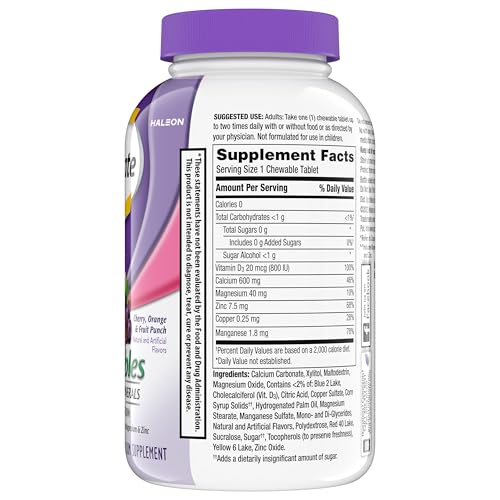Caltrate Chewables 600 +D3 Plus Minerals Calcium and Vitamin D, Sugar Free, Cherry, Orange and Fruit Punch, 155 count Nirvana Guru