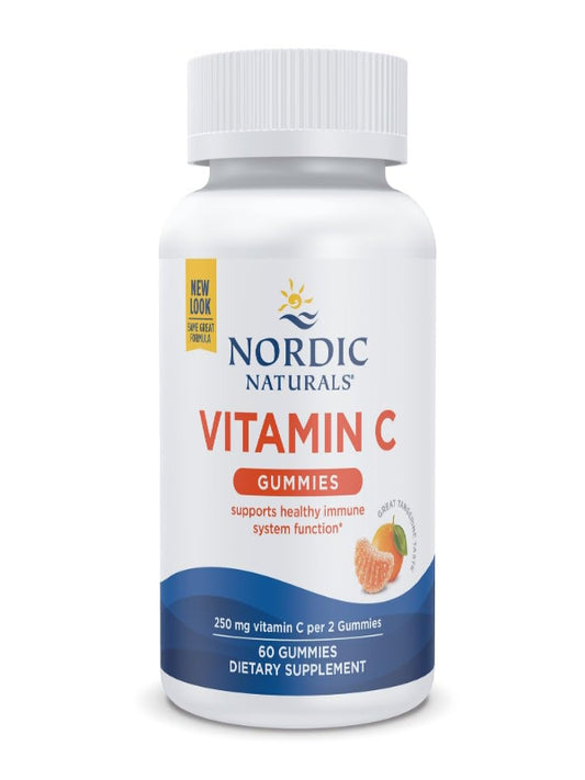 Nordic Naturals Vitamin C Gummies, Tart Tangerine - 120 Gummies - 250 mg Vitamin C - Immune Support, Antioxidant Protection, Child Growth & Development - Non-GMO, Vegan - 60 Servings - Nirvana Guru