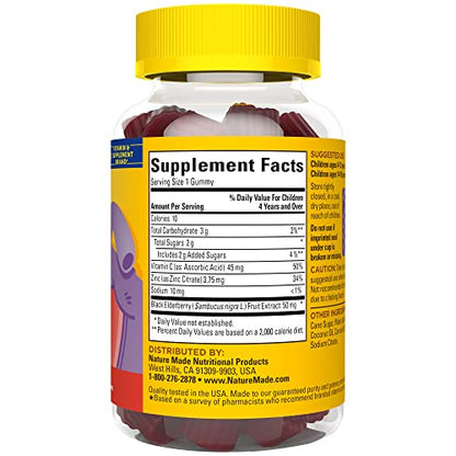 Nature Made Elderberry with Vitamin C and Zinc, Dietary Supplement for Immune Support, 100 Gummies, 50 Day Supply - Nirvana Guru