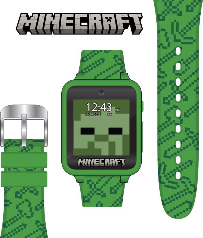 Minecraft Kids Smart Watch – Touchscreen Interactive Watch with 10 Customizable Clock Faces, Built-in Camera, Video Recorder, Alarm, Calculator, Games & Pedometer – Fits Wrists 5.5" to 8" Nirvana Guru