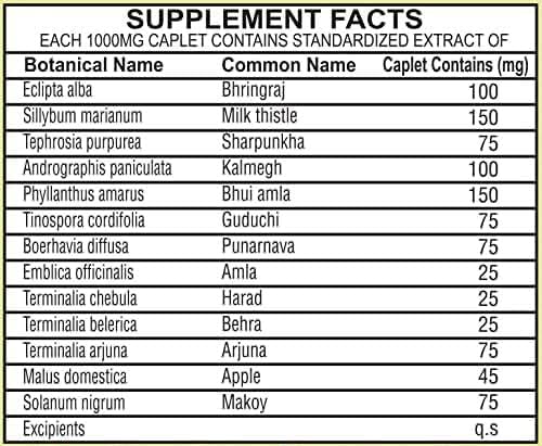 Liver Support Herbal Ayurvedic Supplement, Supports Healthy Liver, Blend of 13 Powerful Herbs, Vegan, Gluten-Free, 60 Caplets Nirvana Guru