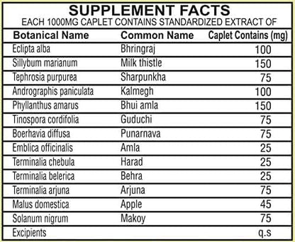 Liver Support Herbal Ayurvedic Supplement, Supports Healthy Liver, Blend of 13 Powerful Herbs, Vegan, Gluten-Free, 60 Caplets Nirvana Guru
