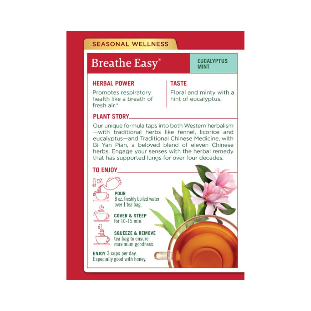 Traditional Medicinals - Breathe Easy Seasonal Tea - Promotes Respiratory Health - 16 Tea Bags - Nirvana Guru