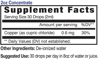 Eidon Ionic Minerals Copper - Copper Supplement, Liquid Concentrate, Mineral Dietary Supplement for Red Blood Cell Support & Healthy Skin - 2 Ounce Bottle Nirvana Guru