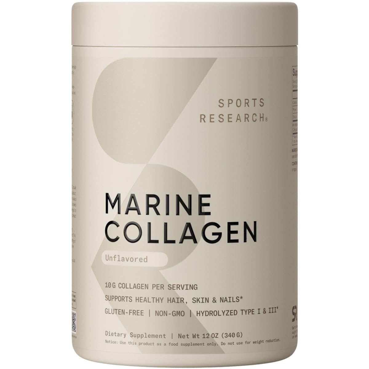 Sports Research Marine Collagen Peptides Powder - Sourced from Wild-Caught Fish, Pescatarian Friendly, Keto Certified & Non-GMO Verified - Easy to Mix in Water or Juice! (34 Servings) - Nirvana Guru