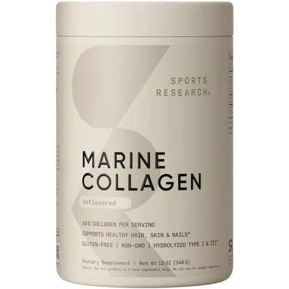 Sports Research Marine Collagen Peptides Powder - Sourced from Wild-Caught Fish, Pescatarian Friendly, Keto Certified & Non-GMO Verified - Easy to Mix in Water or Juice! (34 Servings) - Nirvana Guru
