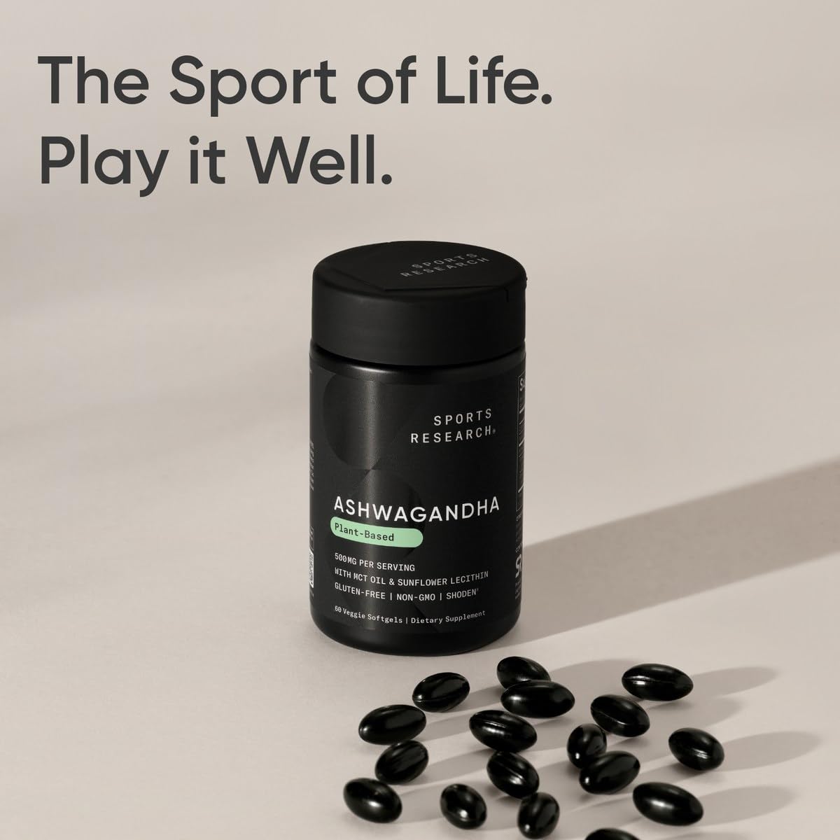 Sports Research® Ashwagandha Softgels with Coconut MCT Oil - Natural Adaptogen Made with Shoden® Ashwa for Relaxation, Calm & Sleep Support - Gluten Free & Vegan Friendly - 60 Count - Nirvana Guru