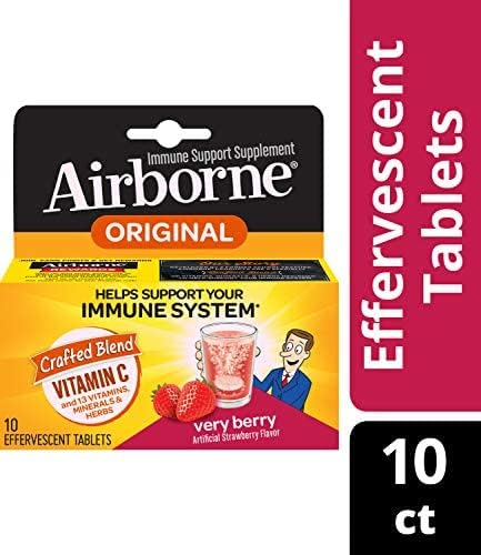 Airborne Very Berry Effervescent Tablets, 10 count - 1000mg of Vitamin C - Immune Support Supplement (Pack of 2) Nirvana Guru