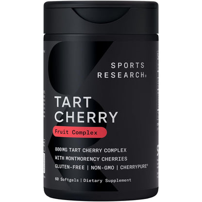 Sports Research Tart Cherry Capsules - Made from Montmorency Tart Cherries - Non-GMO & Gluten Free - 60 Liquid Softgels - Nirvana Guru