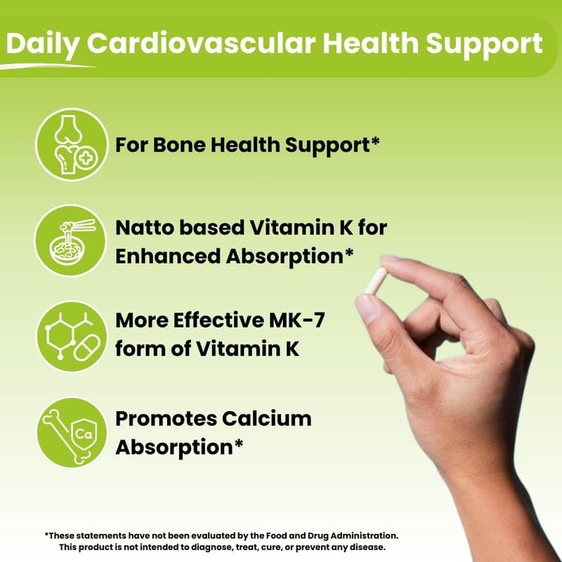 NutriZing K2 Vitamin Supplement MK-7 - High Strength 600mcg - Supports Bone & Arterial Health - 90 Vegan Capsules - Vitamin K2 for Men & Women - 3 Month Supply Nirvana Guru