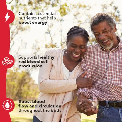 LifeSeasons - Blood Nourish-R - Iron Deficiency Supplement - Supports Anemia, Fatigue, Paleness & Dizziness - No Constipation - Blood Building - Iron, Alfalfa, Raspberry & Vitamin B-12-60 Capsules - Nirvana Guru
