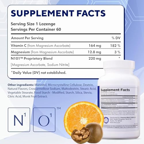 Nitric Oxide Lozenges - 60 Count - Nitric Oxide Supplement for Heart Health, Circulation, Energy, Blood Flow, Oxygenation, Healthy Blood Pressure, Cardiovascular Support for Men & Women Nirvana Guru