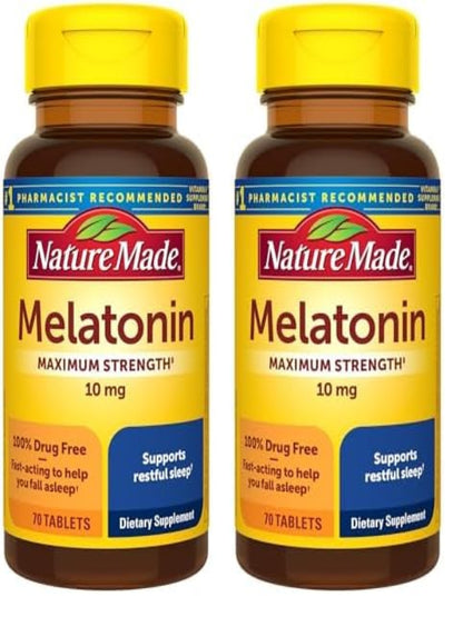 Nature Made Melatonin 10mg Maximum Strength Tablets, 100% Drug Free Sleep Aid for Adults, Melatonin for Adults, 70 Count, 70 Day Supply - Nirvana Guru