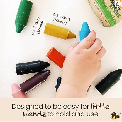 Honeysticks 100% Pure Beeswax Crayons (12 Pack) - Non Toxic Crayons, Safe for Babies and Toddlers, for 1 Year Plus, Handmade in New Zealand with Natural Beeswax, Food-Grade Colors, Eco-Friendly nirvanaguru