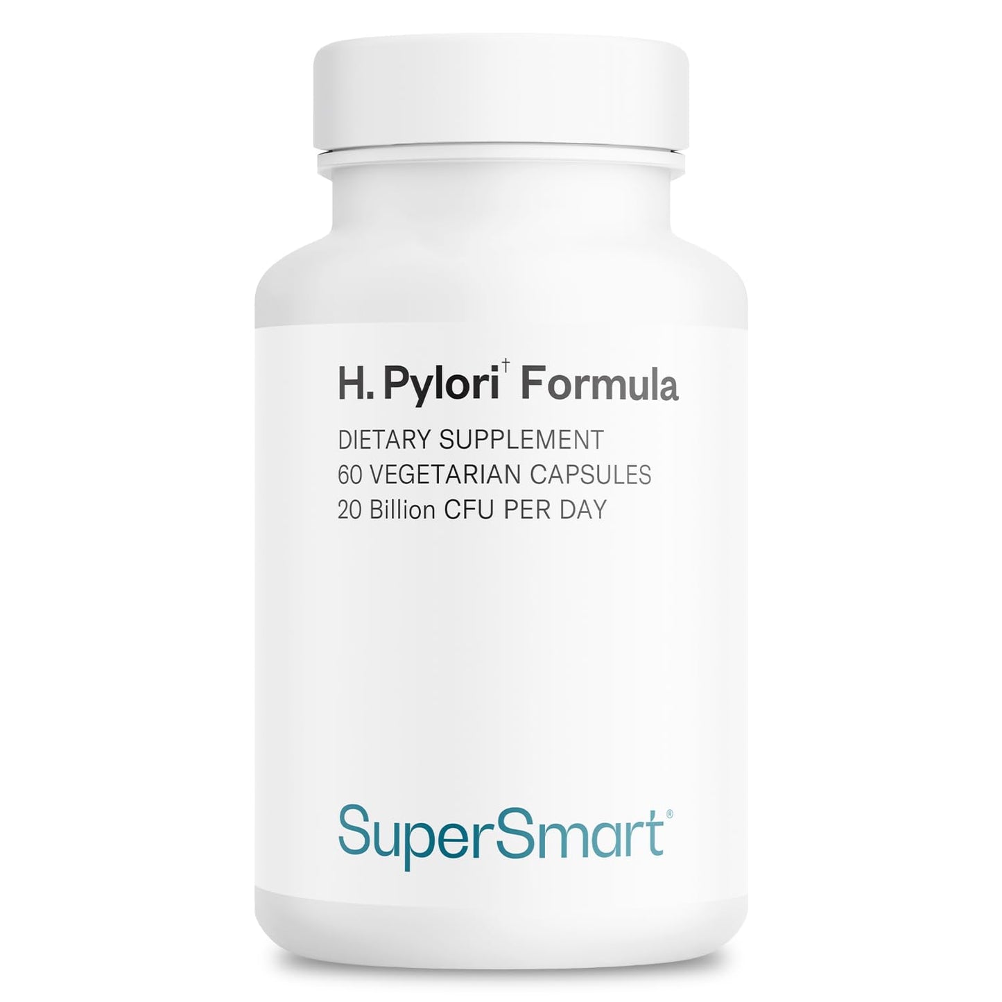 Supersmart H. Pylori Formula 20 Billion CFU per Day (High Potency) - Patented Pylopass Probiotic Lactobacillus Reuteri DSM 17648 Supplement | Non-GMO & Gluten Free - 60 Vegetarian Capsules Nirvana Guru