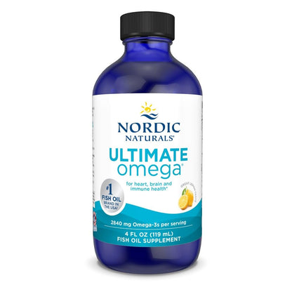 Nordic Naturals Ultimate Omega Liquid, Lemon Flavor - 4 oz - 2840 mg Omega-3 - High-Potency Omega-3 Fish Oil Supplement with EPA & DHA - Promotes Brain & Heart Health - Non-GMO - 24 Servings - Nirvana Guru