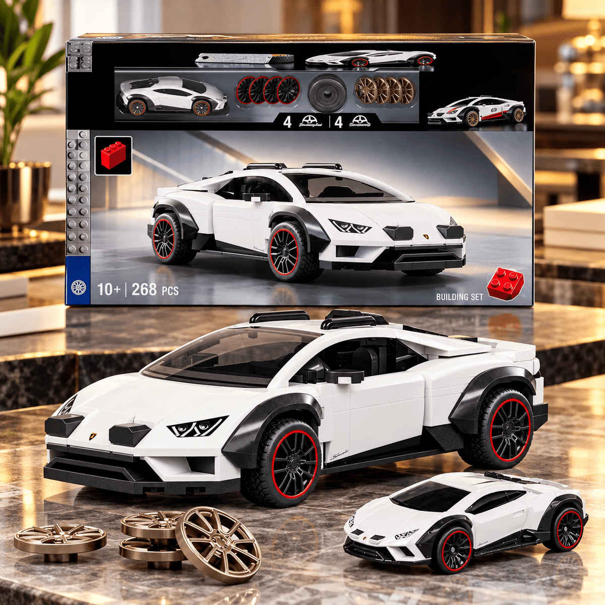 Mattel Brick Shop Hot Wheels Lamborghini Huracán Sterrato Building Toy Kit, 268 Pieces, Collector Set