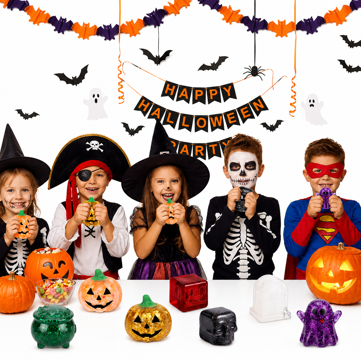 8pcs Halloween Squishy Toys,Stress Balls for Kids Stress Relief Halloween Party Favors-Trick or Treats Classroom Prizes Goodie Bag Fillers