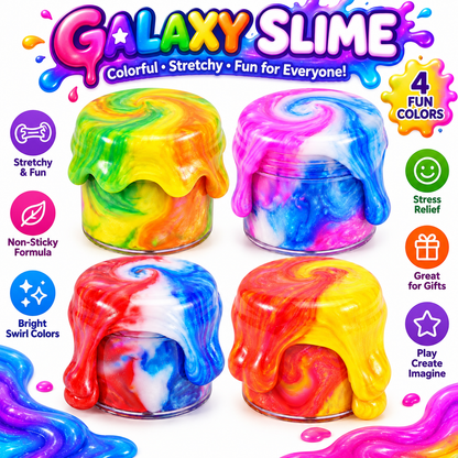 Galaxy Slime 4 Pack - 60ml Each - Non-Sticky Slime - Stress Relief Toy