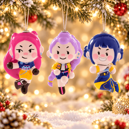 KPop Demon Hunters HUNTR/X Holiday Ornament Collection – Rumi, Mira & Zoey Character Tree Decorations, Complete 3-Piece Set