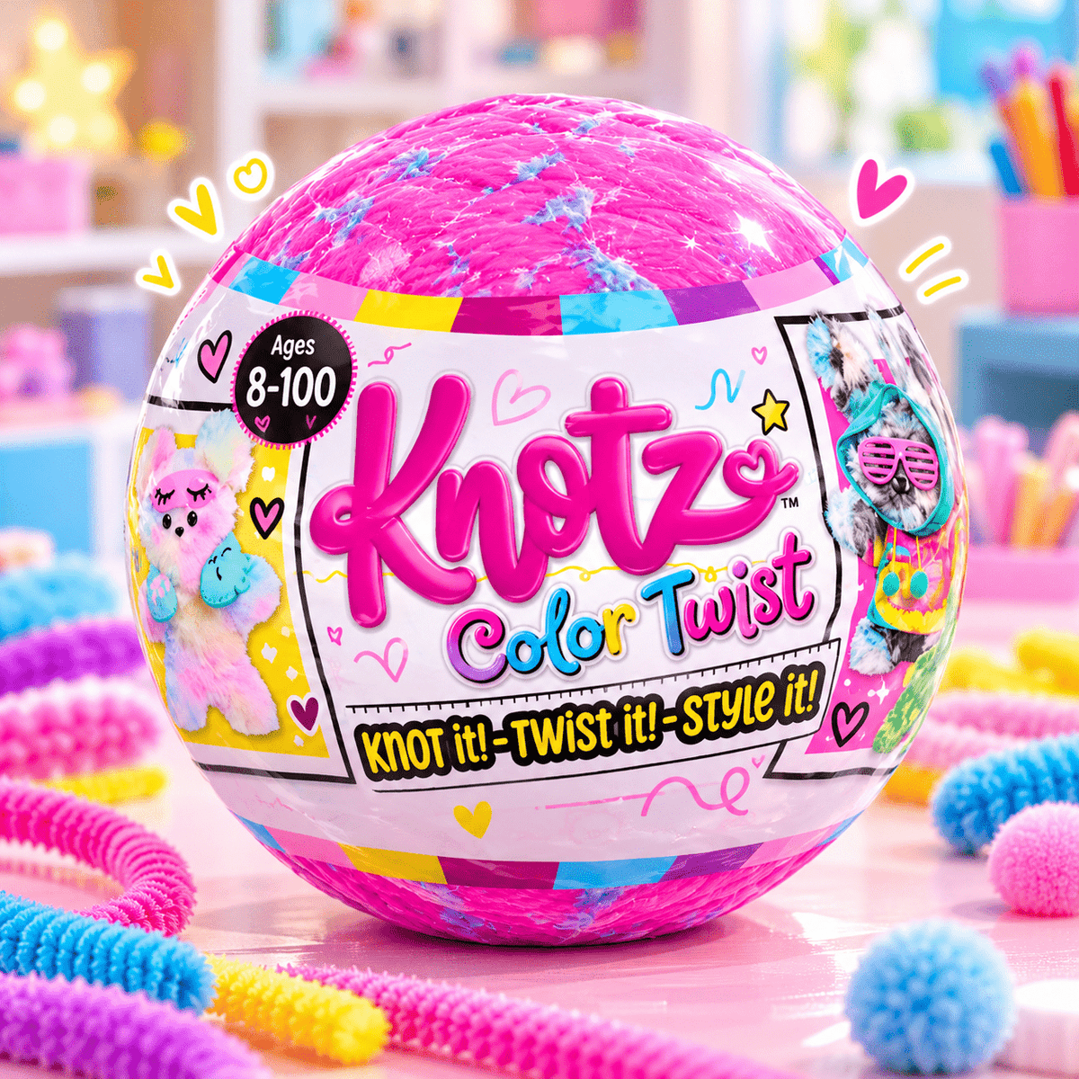 Just Play Knotz Color Twist Series 2 Animal DIY Kids' Toy – Creative Craft Activity Set, Pack of 2, Ages 8+