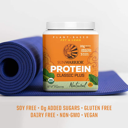Brown Rice Protein Powder with Bcaa & Amino Acids Raw Rice Protein Shake Gluten Free Low Carb Dairy Free | Plant Based Classic Sprouted Brown Rice Protein Powder Natural 375g by Sunwarrior - Nirvana Guru