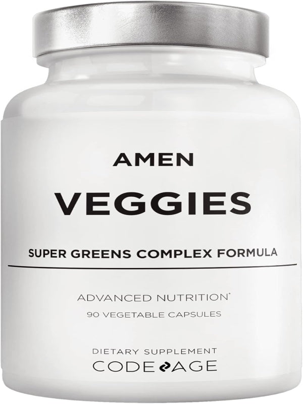 Amen Veggies, Daily Veggies Vitamins Supplement, Vegetables Vegan Blend & Whole-Food Raw Greens Multivitamin Capsules, Mushroom Complex, Superfood, Minerals, Green Vegetable Nutrients, Non-GMO, 90 ct Nirvana Guru