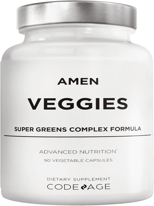 Amen Veggies, Daily Veggies Vitamins Supplement, Vegetables Vegan Blend & Whole-Food Raw Greens Multivitamin Capsules, Mushroom Complex, Superfood, Minerals, Green Vegetable Nutrients, Non-GMO, 90 ct Nirvana Guru
