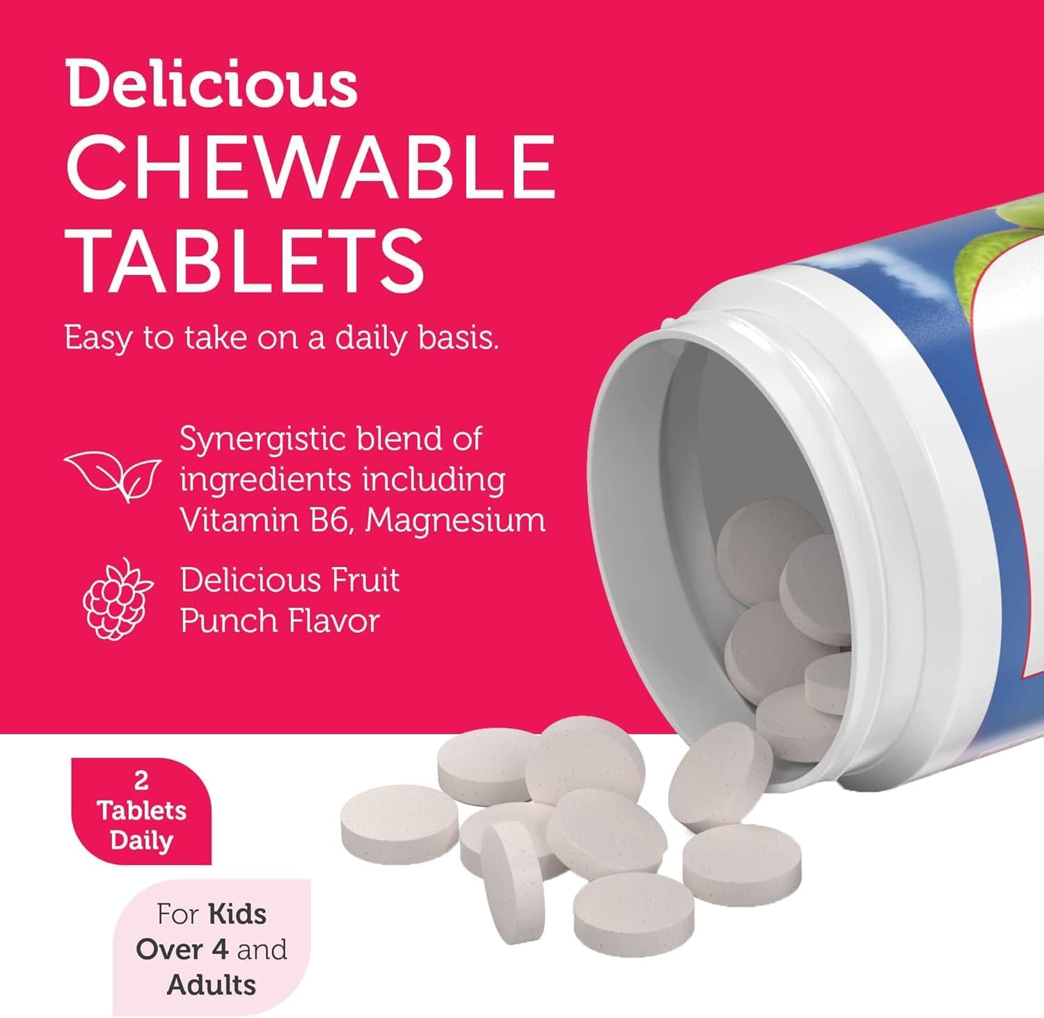 Zahler ChildCalm, Kosher Fruit Punch Chewable Magnesium for Kids - Natural Calm, Mood Support, and Relaxation - Calming Kids Magnesium Supplement Childrens Magnesium, 60 Tablets - Nirvana Guru