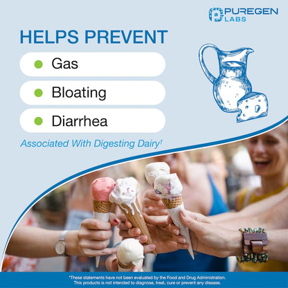 Puregen Labs Dairy Relief Fast Acting Lactase Enzyme 9000 FCC, Lactose Intolerance Pills 360 Tablets - Nirvana Guru