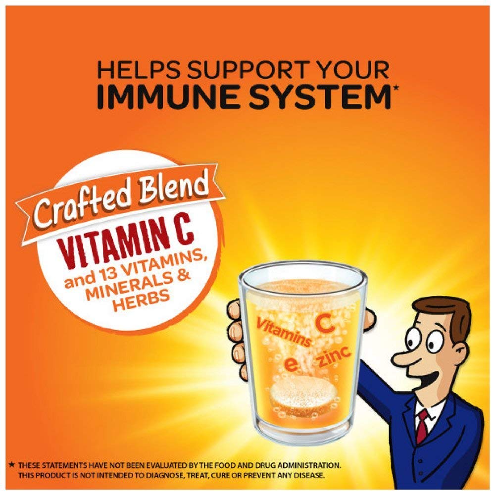 Airborne Zesty Orange Effervescent Tablets, 10 count - 1000mg of Vitamin C - Immune Support Supplement (Pack of 6) Nirvana Guru