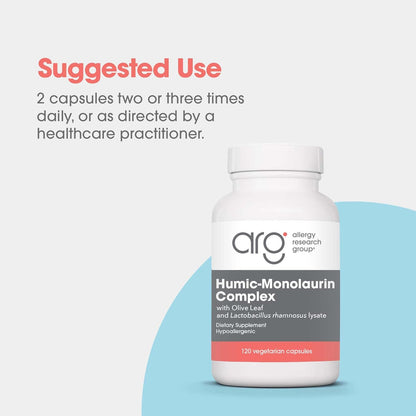 Allergy Research Group Humic-Monolaurin Complex - Immune System Support, Humic Acid Supplements, with Olive Leaf, Vegetarian Capsules - 120 Count Nirvana Guru