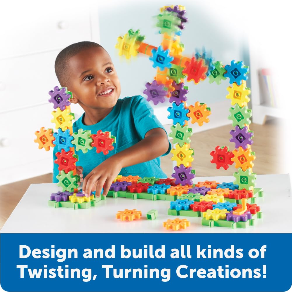 Learning Resources Gears! Gears! Gears! Super Building Toy Set, STEM Toys, Construction Toys, Gears for Kids, 150 Pieces, Ages 3+, Blue