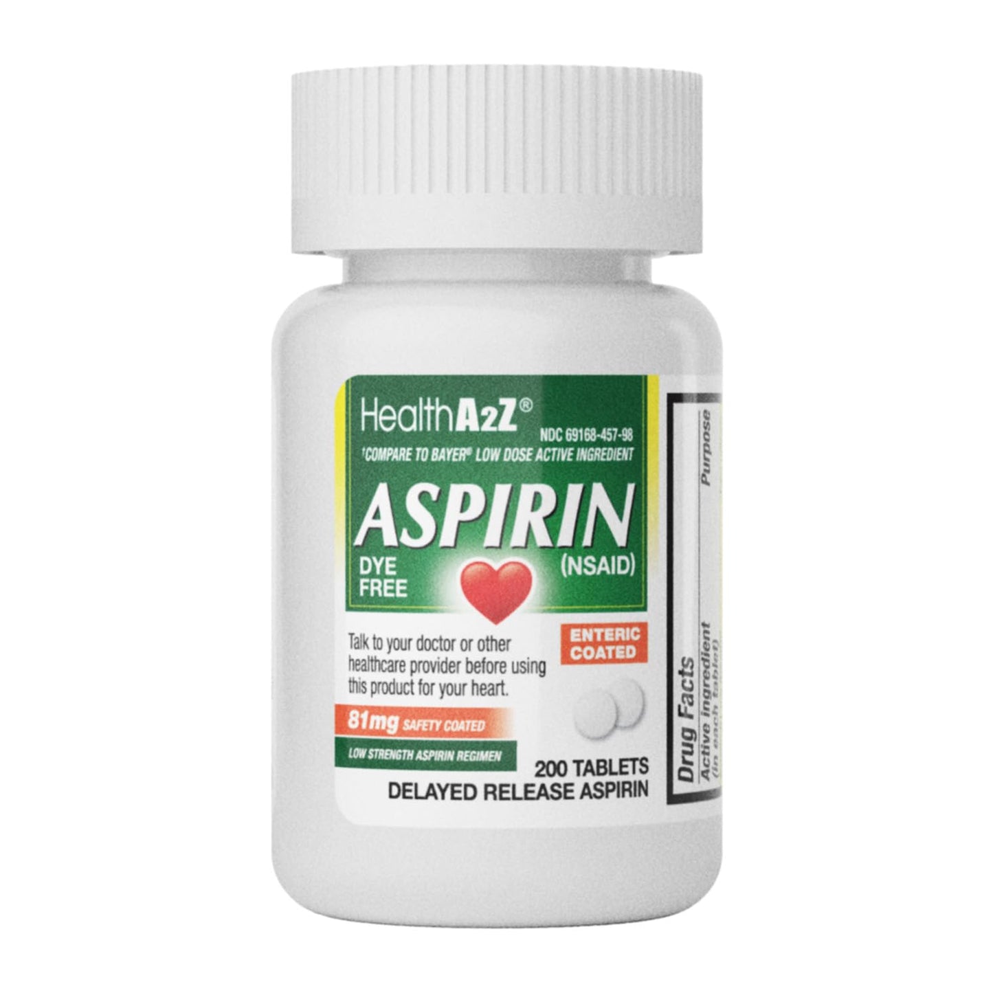 HealthA2Z® Aspirin 81 mg | Low Strength | Enteric Coated | Pain Relief | Reduces Minor Aches Muscle Pain & Cramps | Fever Reducer | Reduces Headache (365 Counts)