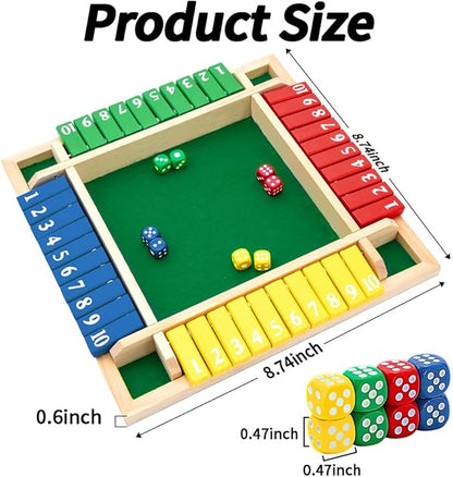 Nicecho Shut The Box Dice Game,2-4 Player Family Wooden Board Table Math Games for Adults and Kids, 8 Dices Classics Tabletop Version Games for Classroom,Home,Party or Pub nirvanaguru
