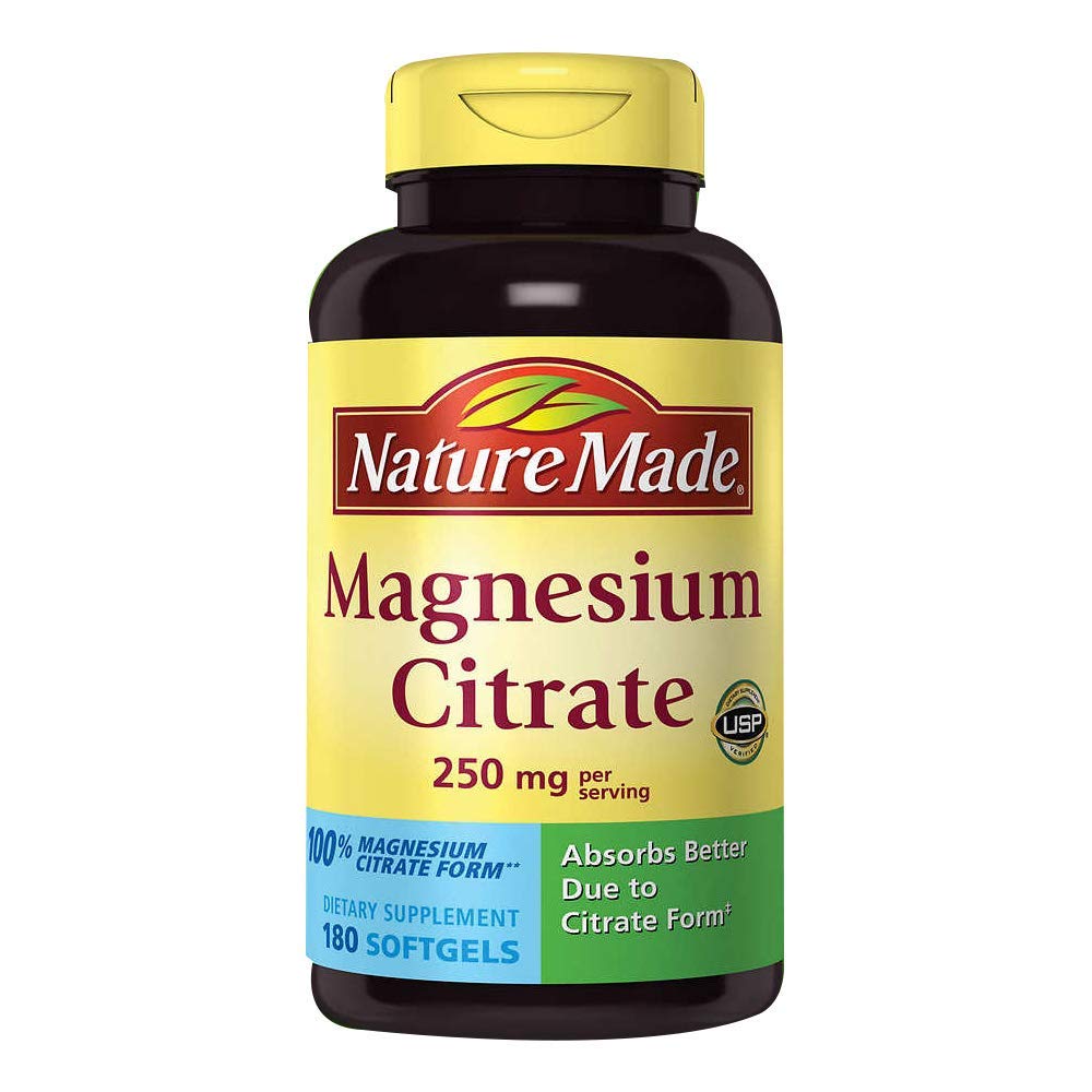 Nature Made Magnesium Citrate 250 mg per serving, Magnesium Supplement for Muscle, Nerve, Bone and Heart Support, 120 Softgels, 60 Day Supply - Nirvana Guru
