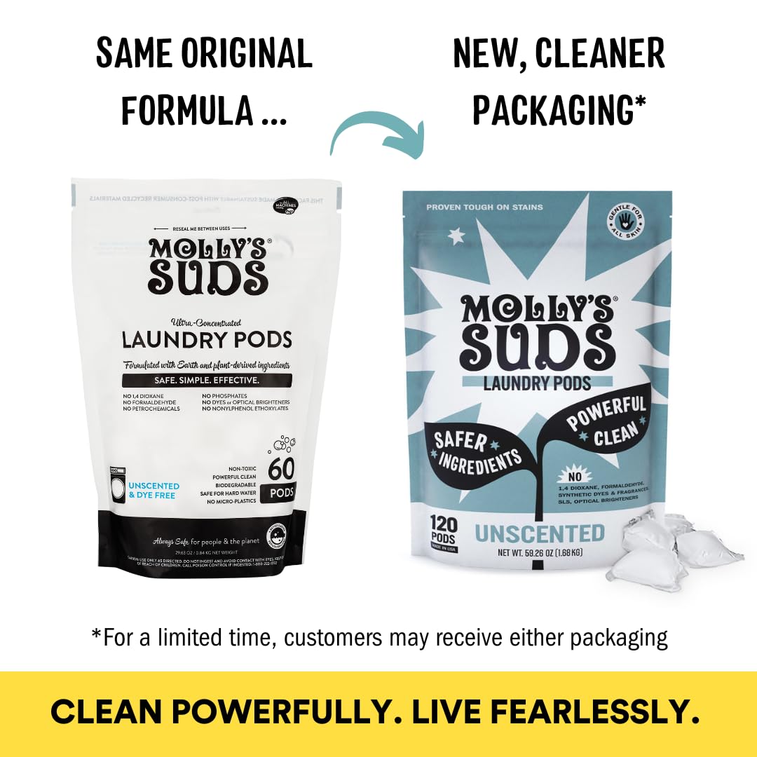 Molly's Suds Laundry Detergent Pods | Clean Detergent for Sensitive Skin | Ultra Concentrated and Stain Fighting | Peppermint - 120 Count (Value Pack) Nirvana Guru