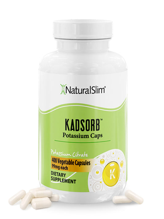 NaturalSlim Natural Potassium Citrate Gluconate 99 mg - Kadsorb Supports Electrolyte Balance & Normal pH - Absorbable Potassium Supplements with Essential Minerals - Non GMO 400 Capsules 1 Pack Nirvana Guru