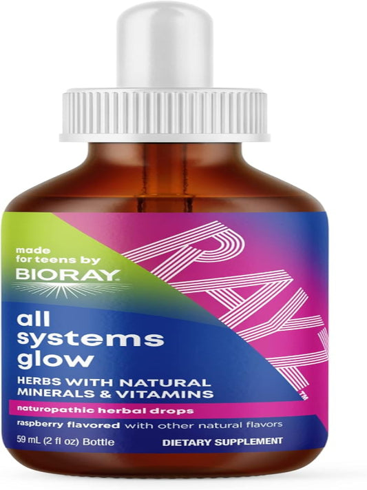 BIORAY RAYZ All Systems Glow, Raspberry Flavor - 2 fl oz - Convenient Source of Vitamins & Minerals for Teens 12-18 Years Old Nirvana Guru