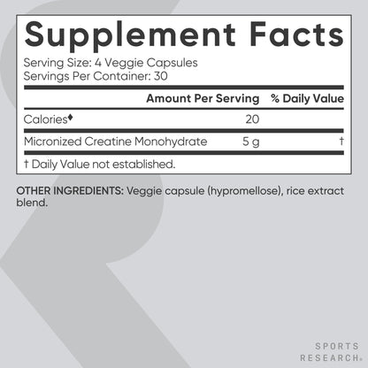 Sports Research Creatine Monohydrate - Gain Lean Muscle, Improve Performance and Strength and Support Workout Recovery - 5 g Micronized Creatine - 1.1LBS - Nirvana Guru