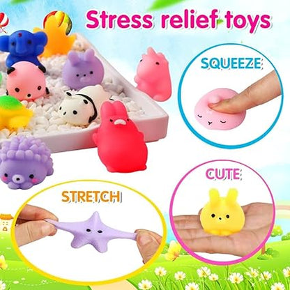 80Pcs Party Favors for Kids 4-8, Kawaii Squishies Mochi Squishy Toy Bulk Fidget Sensory Toys Birthday Gifts for Boys Girls Goodie Bag Christmas Stocking Stuffers Treasure Box Classroom Prizes nirvanaguru
