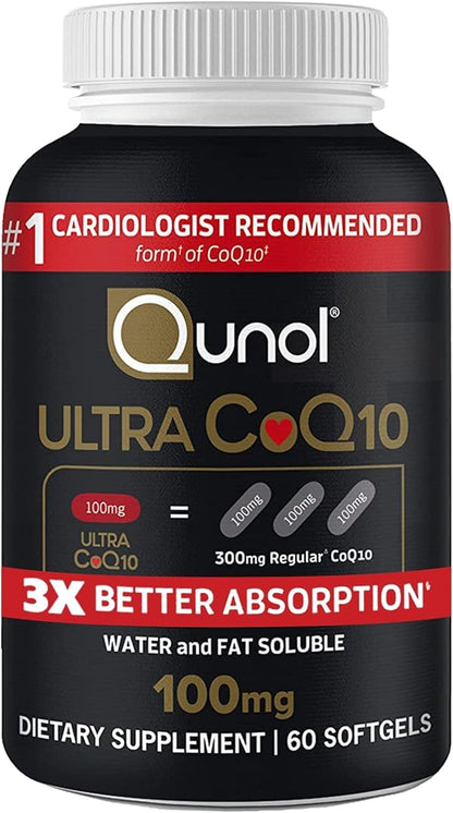 Qunol Ultra CoQ10 100mg Softgels- 3x Better Absorption, Antioxidant for Heart Health & Energy Production, Coenzyme Q10 Vitamins and Supplements, 3 Month Supply, 90 Count