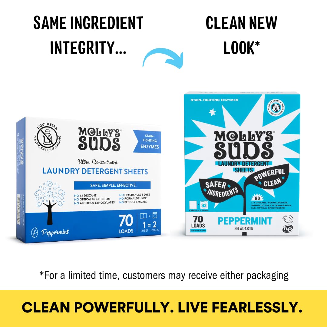 Molly’s Suds Laundry Detergent Sheets | Gentle on Sensitive Skin, Powerful Bio-Based Enzymes, Stain-Fighting | Liquidless & Plastic-Free Packaging | 70 Loads (Unscented) Nirvana Guru