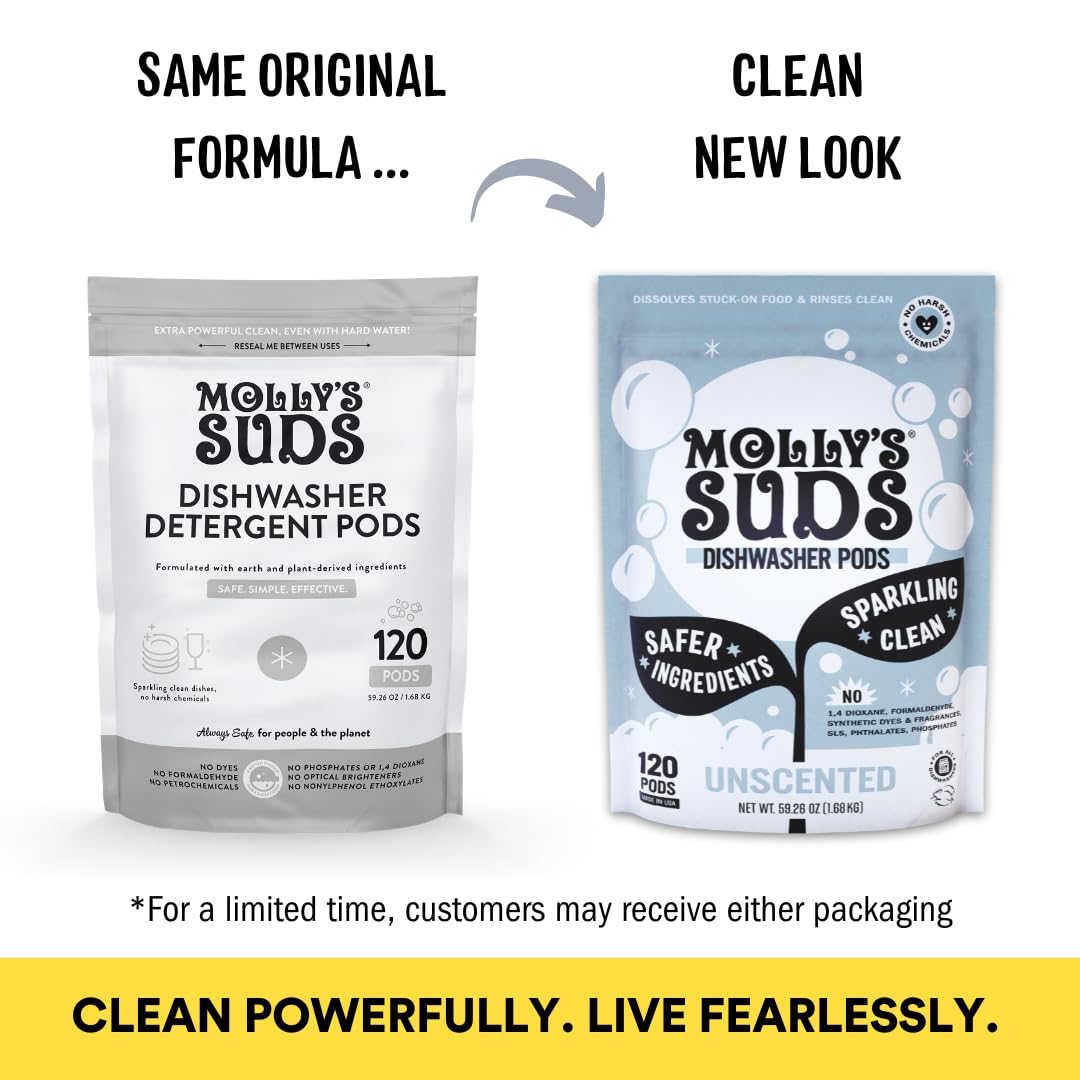 Molly's Suds Dishwasher Pods | Clean Dishwasher Detergent, Cuts Grease & Rinses Clean (Residue-Free) for Sparkling Dishes | 60 Auto-Release Tabs (Citrus) Nirvana Guru