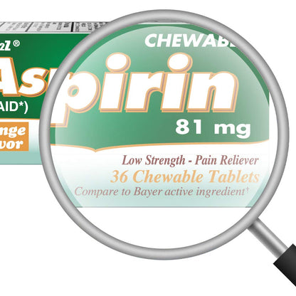 HealthA2Z® Aspirin 81 mg | Low Strength | Enteric Coated | Pain Relief | Reduces Minor Aches Muscle Pain & Cramps | Fever Reducer | Reduces Headache (365 Counts)