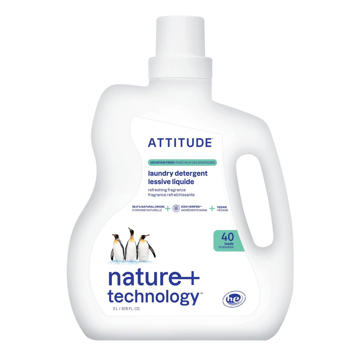 ATTITUDE Liquid Laundry Detergent, EWG Verified, HE Compatible, Plant-Based & Vegan, Natural Laundry Soap, Mountain Fresh Scent, 40 Loads, 67.6 Fl Oz Nirvana Guru