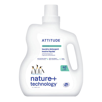 ATTITUDE Liquid Laundry Detergent, EWG Verified, HE Compatible, Plant-Based & Vegan, Natural Laundry Soap, Mountain Fresh Scent, 40 Loads, 67.6 Fl Oz Nirvana Guru