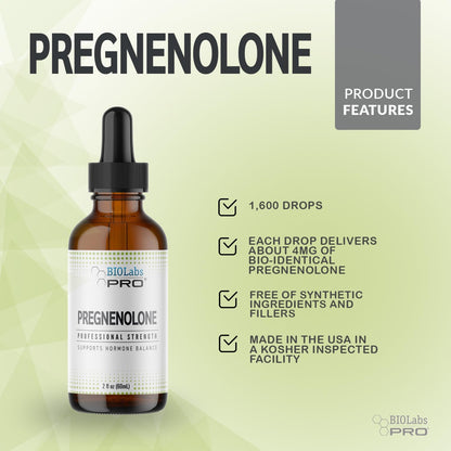 BIOLABS PRO Pregnenolone, Natural Bio-Identical Pregnenolone Oil, Supports Hormone Balance, 2oz Bottle - Six Month Supply Nirvana Guru