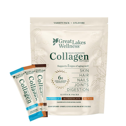 Great Lakes Wellness Collagen Peptides Powder for Skin, Hair, Nails, Joints & Digestion - Unflavored - Quick Dissolve Hydrolyzed, Non-GMO, Keto, Kosher - 16oz