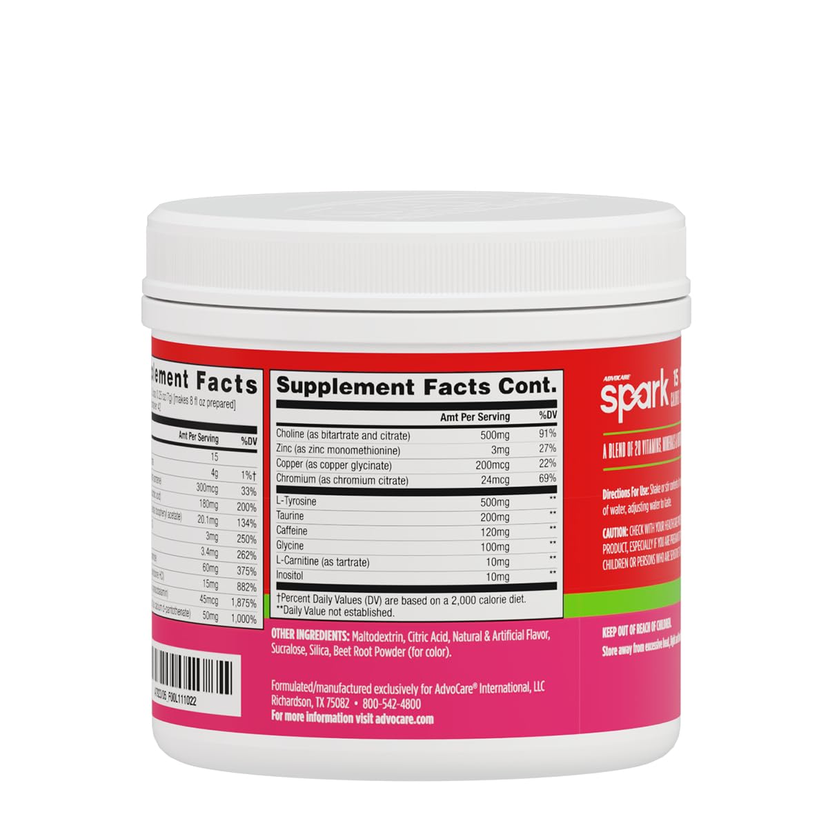 AdvoCare Spark Vitamin & Amino Acid Supplement - Focus & Energy Drink Powder Mix with Vitamin A, B-6, C & E - Also Includes L-Carnitine & L-Tyrosine - Fruit Punch - 10.5 oz Nirvana Guru